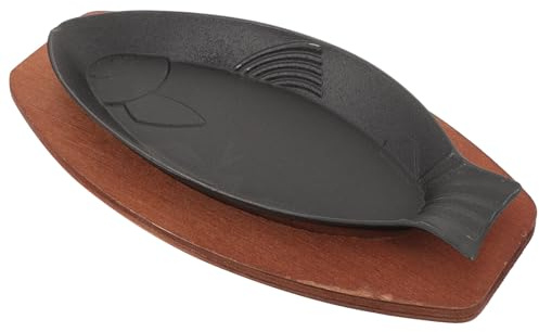 NUOBESTY Padella per Grigliare a Forma di Pesce in Ghisa 305X135 CM Bordo Profondo 35 CM Vassoio da Portata Resistente per Cucina Domestica Pratica Padella Antiaderente per Grigliare