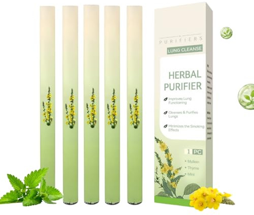 herbals Diffuser, 5 Pezzi Pulitori per Polmoni E Nasal Stick, Mullein Lung Purifier, Upgraded Herbals Diffuser Pen, Inalatore per Smettere Di Fumare, Penna per Inalazione Fresca
