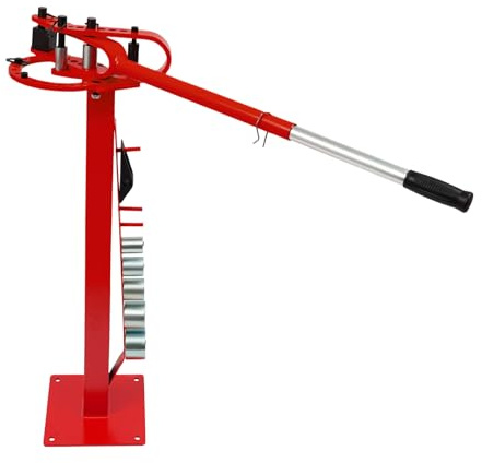 Curvatubi manuale, 0-180°, piegatubi a mano, con manico regolabile, piegatrice per tubi in acciaio, per tubi tondi, barre quadrate e nastro in acciaio (rosso)