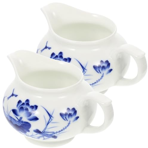 OATIPHO Salseras de Cerámica Azul y White 2 Piezas, Jarra para Salsa y Leche, Taza de Salsa para Condimentos y Aderezos, Aptas para Uso Diario en Cocina y Restaurante