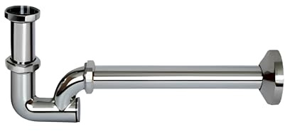 Sifone a Colonna Regolabile 1 1/4 | Sifone a S Curvo per Lavabo | Tubo di Scarico Lunghezza 25 cm | Finitura Cromata Lucida | Ottone ad Alta Tenuta | Con Rosone Coprimuro | Installazione Facile