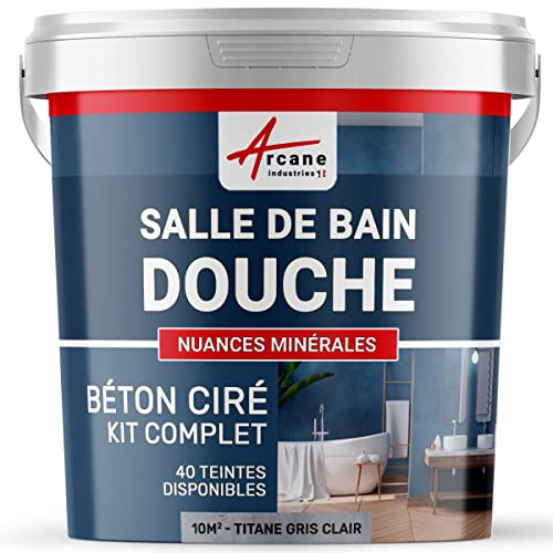 Kit für gewachsten Beton im Badezimmer: Wasserdichter Putz - NUANCES MINERALES Titan Hellgrau - 10 m² (für 2 Schichten)
