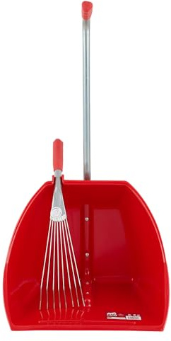 Tubtrugs Red Gorilla 80cm Big TIDEE with Short Metal Rake Horse Manure Shovel Scoop Multi Purpose Large Lightweight Dustpan for Paddock Stable Horsebox Equestrian or Garden Waste Leaf Rake (Red)