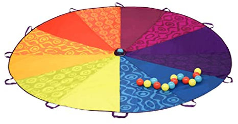 B. toys Schwungtuch XL mit 15 bunten Bällen, 240 cm Durchmesser, 12 Griffe – Outdoor Spielzeug für Kinder – Spiele für den Garten, Spielzeug ab 3 Jahre