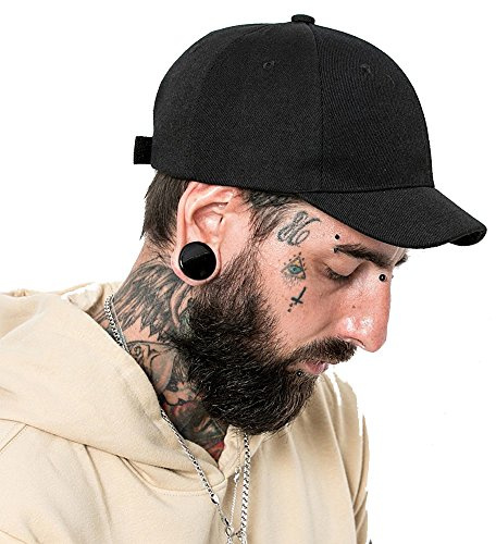 CLAPE Mode Short Brim Cotton Twill Cap Outdoor Sports Baseball Cap Anti-Sweat Solskärm Solid Truck/Baseball Style Hat Cap, CRT0-svart, Circumference: 22-23.2 inches