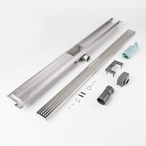 LST Duschrinne Quadrate 1000 x 70 mm höhenverstellbar Duschablauf Duschrost gelocht
