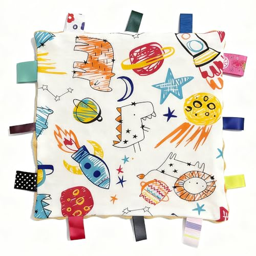 Colorida manta Taggy Seguridad, Manta Soft Touch Confort con Tag para el recién nacido y del muchacho del bebé, el mejor regalo Peluches - Amarillo