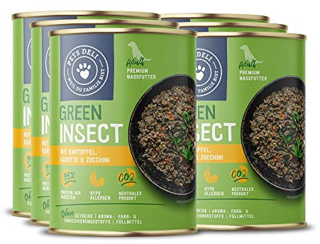 Pets Deli Green Nassfutter für Hunde mit Insektenbasis, Kartoffel, 6x400g