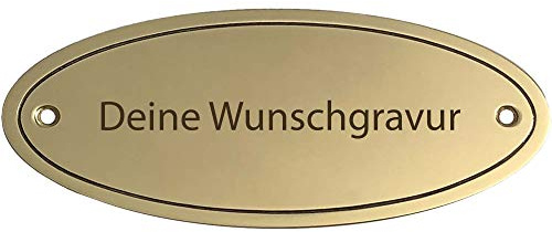 schlichtes ovales Messingschild mit Gravur