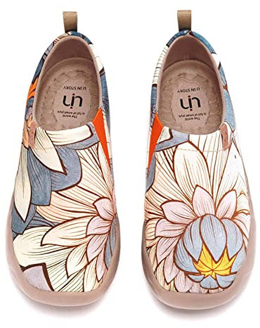 UIN Zapatillas Ligeras sin Cordones para Mujer, Zapatos Planos para Caminar, Zapatos de Viaje Pintados con Arte Floral Informal, Oopsie Daisy（40.5）