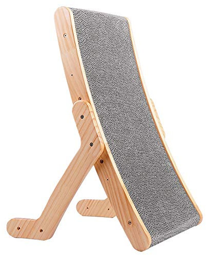WHSPORT Kratzbrett für Katzen, Recycelbar Kratzpad aus Qualitäts-Pappe mit, Katzen Spielzeug,Katzenkartonbett, Kratzmöbel Wellpappe Kratzmatten (Color : Natural)