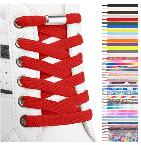 SULPO flache Schnürsenkel ohne Binden - Elastische Schnürsenkel mit Metallkapseln - Schnürsenkel Schnellverschluss - Gummi Schnürsenkel für Erwachsene & Kinder - Schuhbänder ohne Binden