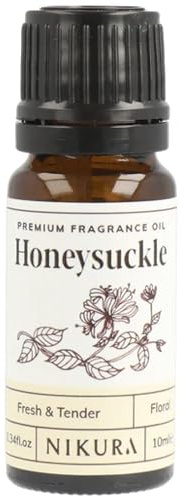 Nikura | Honeysuckle Fragrance Oil - 10ml | Perfect for Soap Making, Candle Making, Wax Melts, Diffuser | Great for use in Bath Bombs, Perfume Oil, Perfume Scents, Potpourri | Vegan & UK Made