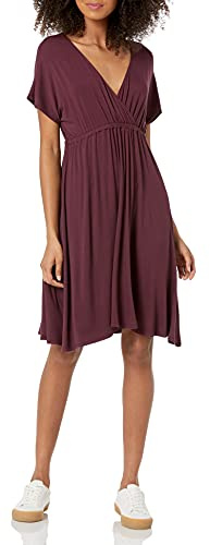 Amazon Essentials Women's Surplice Dress, Burgundy, Med