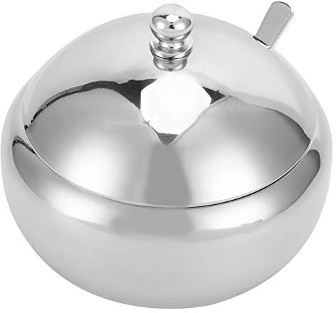 Azucarero de acero inoxidable, recipiente de acero inoxidable 304, incluye cuchara de acero inoxidable con tapa, suministros domésticos adecuados para el hogar y la cocina(1#)