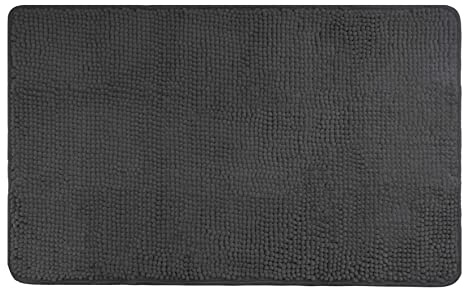 fluffy® Badteppich aus Chenille mit Rutschfester Unterseite (50 x 80 cm, Anthrazit)