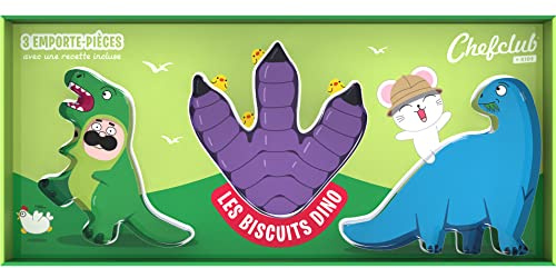 Chefclub Kids- Kit Emporte-pièces Dinosaure Pour Enfant - Les Biscuits Dino : Tyrannosaure, Empreinte De Patte Et Diplodocus