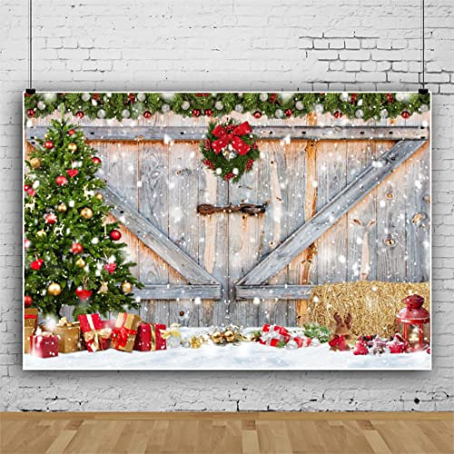 Bovlleetd 150x100cm Arbre de Noël arrière - Plan rétro - Pin feuillu arrière - Plan Photo bannière de la Fête de Noël Maison de Campagne décoration du Nouvel an