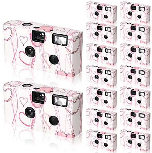 Lot de 16 appareils Photo jetables pour Mariage, 34 mm, à Usage Unique, avec Flash pour Mariage, Anniversaire, fête prénatale, Voyage, Camping, fête, sans Mise au Point, Facile à Utiliser