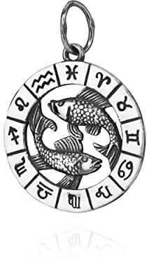 NKlaus Kettenanhänger Sternzeichen Fisch 925 Silber Horoskop 25mm Zodiak Anhänger 11105