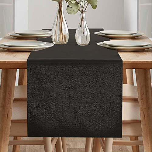 Tischläufer Modern, Wasserdicht Läufer Tisch, Tischläufer Frühling Modern, Grün Läufer für Draussen Balkon Drinnen Party Dekoration (Schwarz, 40 x 180 cm)