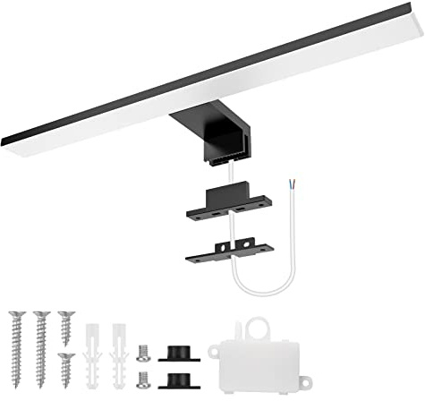 Aourow LED Spiegelleuchte Bad 10W,40CM 820LM Spiegellampe Badezimmer,Kaltes Weiß 6500K Badlampe Spiegel 230V Spiegelschrank Beleuchtung(Schwarz)