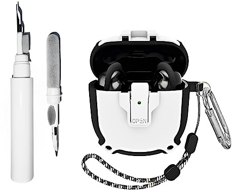 Coque 4 en 1 pour écouteurs Bose QuietComfort Earbuds II/QuietComfort Ultra avec Porte-clé/Cordon, Armure Militaire, Clip de Verrouillage sécurisé LED Visible, Coque Antichoc avec kit de Nettoyage