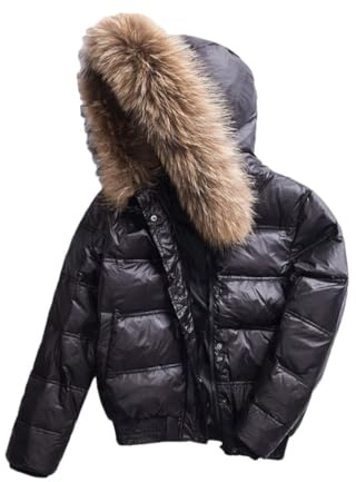 Haitpant Damen Dicke Daunenjacke Mit Kapuze Weiße Entendaunenjacken Winter Kurze Warme Mäntel Damenbekleidung Parkas, M