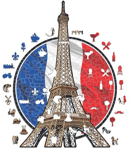 Iconic Puzzles - Tour Eiffel, Monuments emblématiques, Puzzle en Bois 100% éco-Durable, Cadeau pour Adultes et Enfants, Taille M, 270 pièces