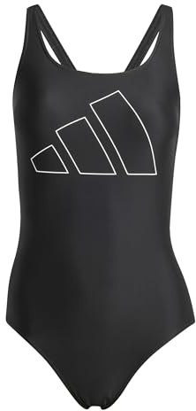adidas Donna Big Bars Swimsuit, Black/White, 40