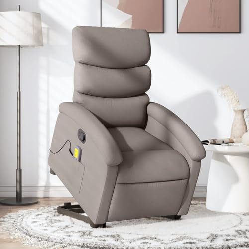 Homgoday Massagesessel mit Aufstehhilfe Fernsehsessel Aufstehsessel Elektrisch Sessel mit Liegefunktion Massagesessel Relaxsessel Verstellbar TV Sessel Wohnzimmer Taupe Stoff