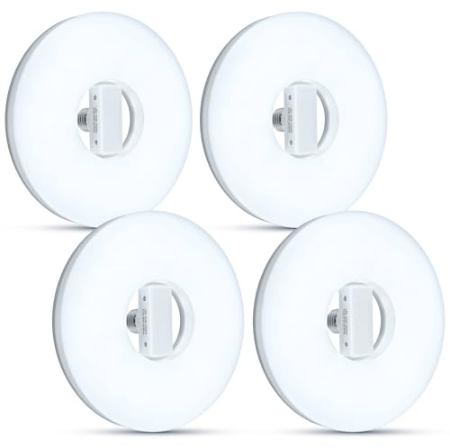 ElectricWise 4 Pack 60W LED Ceiling Light Bulb, 6500K 4800 LM Ultra Thin Round White Flat Light Bulb, for Home Lighting, Garage, Workshop, Basement Energy Saving LED Lamp with Folded E27 Base