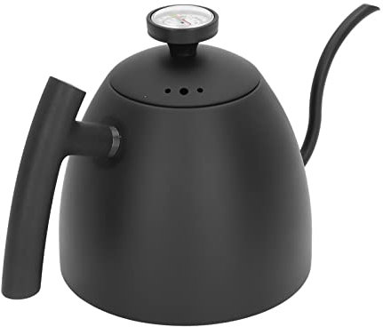 Schwanenhals-Kaffeekessel aus Edelstahl mit Thermometer, Großes Fassungsvermögen von 800 Ml, Schwarz, für Heim-Café-Induktionskochfelder