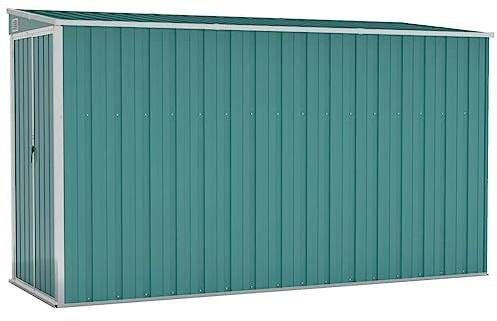 prissent Gartenhütte 118x288x178 cm Gerätehaus Fahrradunterstand Gartenschrank Storage Shed Wetterfest Schuppen Garten Grün