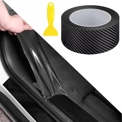 Norhogo Universali Pellicola Adesiva Protezione Paraurti Portiere in Fibra di Carbonio, Protezione per Paraurti per Auto Antigraffio, Nastro Impermeabile per Porta Bagagliaio Carrozzeria (5 cm x 10 M)