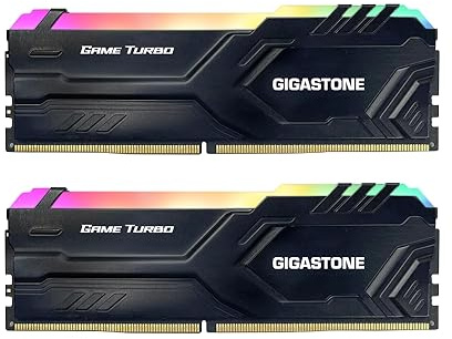 【RGB DDR4 RAM】 GIGASTONE Game Turbo 16GB Kit (2x8GB) DDR4 3600MHz PC4-28800 CL 18-22-22-42 Intel XMP 2.0 AMD Ryzen 1.35V UDIMM 288pin sin búfer sin ECC PC Desktop de Memoria Alto Rendimiento-Negro
