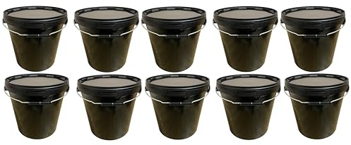 Silplast 10 x 20 Liter Eimer mit Deckel schwarz Kunststoffeimer für Lebensmittel Chemie Mehl stapelbarer Vorratseimer aus Kunstoff Behälter Milcheimer Honigeimer Wassereimer Aufbewahrungsbehälter