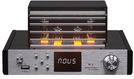 Tube Headphone Amplifier, Stereo Receiver, Desktop Vacuum Hi-Fi Power Amplifier Receiver, W/Sugon 6P1*2+Sugon 6N2*2 Bile Duct, Optical/Coaxial, for Phones and Tablets