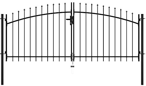 Willood Doppelflügel Gartentor mit Speerspitzen Doppeltor Zauntor Gartenpforte Tor Hoftor Industrietor Einfahrtstor Doppelflügeltor 300x150cm