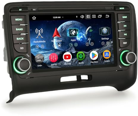 Erisin 7 pulgadas 8-Núcleo 4GB RAM+64GB ROM Android 14 Radio Coche 2 Din Navegador GPS para Audi TT MK2 Estéreo de Automóvil Soporte Bluetooth 5.0 CarPlay Android Auto WiFi DSP DAB+USB Pantalla táctil