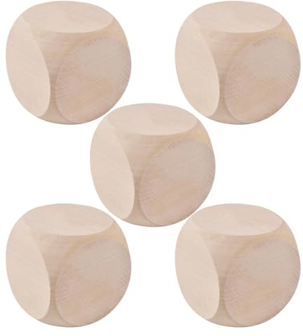 Dadi in legno in,Dadi in legno - Blocchi in legno 5 pezzi | Blocchi quadrati su 6 lati, piccoli cubi di legno con angoli arrotondati per realizzare progetti artigianali