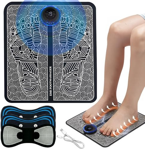 Fußmassagegerät,Tragbares Massagegerät -Kommt mit 3 Massagepfla stern, Fußmassagegerät 8 Modi und 19 Intensitäten Faltbares USB Elektrisches Fußmassagegerät,Fuß Massagematte Muskel Stimulatior