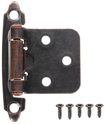 sourcing map 1/2 Inch Overlay Cabinet Hinges, 6 Pcs Self Closing Flush Mount Cabinet Door Hinges with Door Bumper for Kitchen Bathroom Cabinet Doors Furniture, Oil Rubbed Bronze