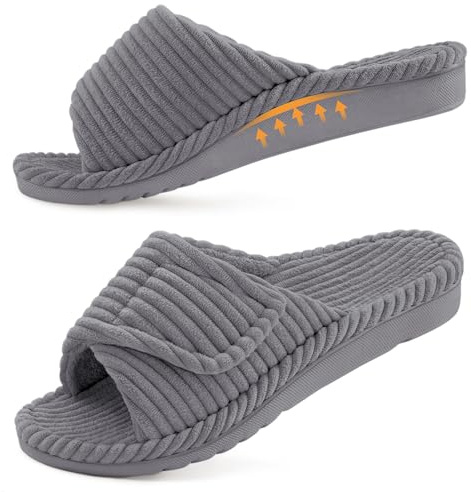 Litfun Arch Support Slippers Women Orthopedic House Slippers Grey 4-5