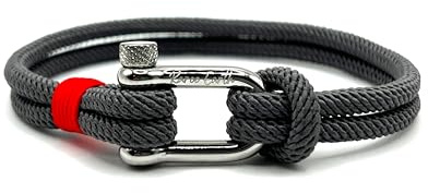 KAROO EARTH JEWELLERY Men's Nautical Rope Bracelet, Durable Nylon Marine Rope | Bracelet with stainless steel D-shackle | Mens Double Strand rope bracelet