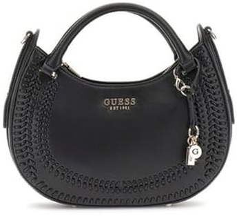 GUESS Damen Tatum Satchel, Umhängetasche, Schwarz