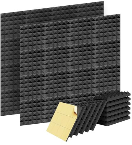 Acoustic Foam Panels 24pcs Sound Proofing Panels 12 x 12 x 2 Inches Self Adhesive High Density Acoustic Panels with Strong Glue for Home Office Recording Studio Absorbing Foam
