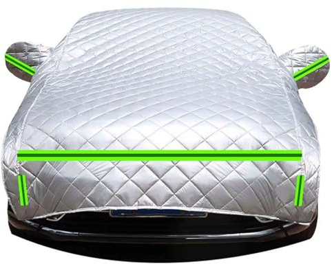 fatto su misura mezza telo copriauto antigrandine Compatibile con Lancia Ypsilon 846 2021-2025,antisole,antipolvere, antivento, antineve,mezza telo antigrandine per auto(silver)