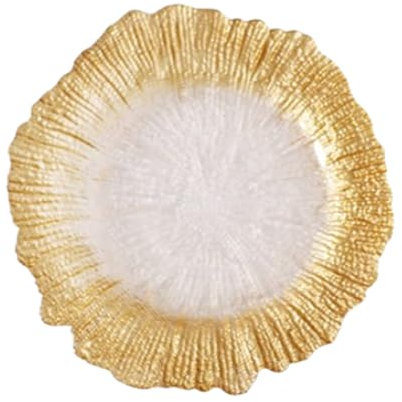 Set di 4 sottopiatti in vetro a forma di fiore, eleganti per occasioni speciali, diametro 27 cm