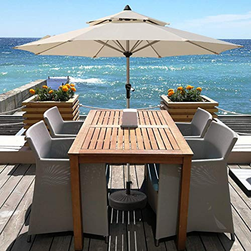 Parasol d'extérieur de 2,7 m avec double base stable, table de plage, 2,7 m, parfait pour jardin, terrasse et terrasse, protection UV, installation facile